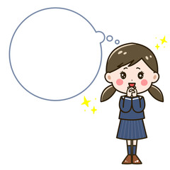 吹き出し　おねだりする女の子　ポーズ　イラスト