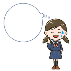 吹き出し　困惑する女の子　ポーズ　イラスト