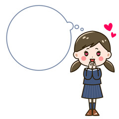 吹き出し　恋する女の子　ポーズ　イラスト