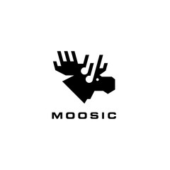 Obraz premium moose music logo vector icon illustration
