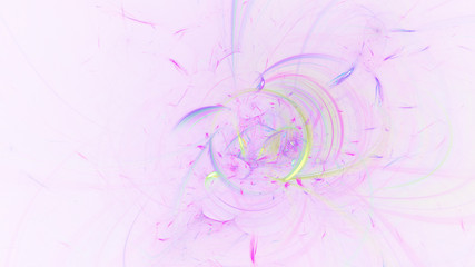 Abstract transparent gold and purple crystal shapes. Fantasy light background. Digital fractal art. 3d rendering.