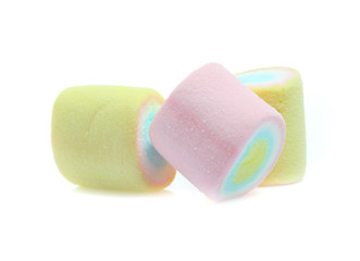colorful marshmallows candy isolated on white background