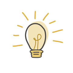 light bulb in doodle style. Vector Hand-drawn illustration