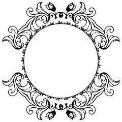 Black and white of flower background, with pattern frame unique, design greeting card or invitation card, posters, banners. Vector