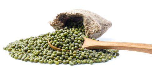Mung beans on white background