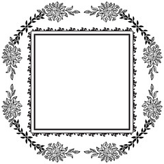 Black frame with vintage flowers and leaf, design wallpaper of posters, banners, various card. Vector