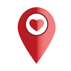 map pointer with heart icon on white background. flat style. love location icon for your web site design, logo, app, UI. location pin symbol. map point sign.