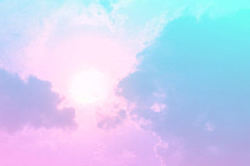 Fototapeta premium Sun and cloud background with a pastel colored