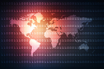 2d illustration abstract digital binary data on computer screen