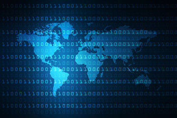 2d illustration abstract digital binary data on computer screen