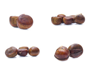 Chestnuts  isolated on white background (set  mix   collection)