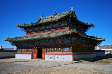 Fototapeta premium Baruun Zuu temple in Erdene Zuu Khiid Monastery, part of the Orkhon Valley Cultural Landscape World Heritage Site, in Kharkhorin (Karakorum), Mongolia.