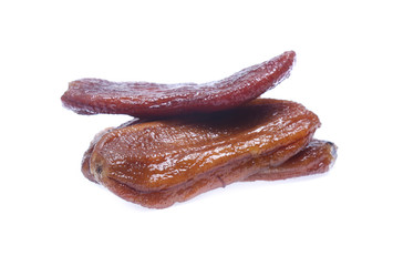 dried bananas (honey baked bananas) on white background