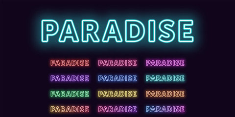 Obraz premium Neon text Paradise, expressive Title word Paradise
