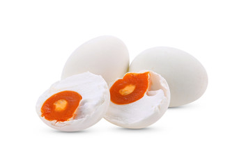 salted egg on white background