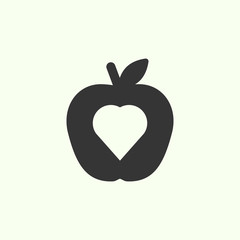 Healthy eating icon. New trendy apple with heart healthy eating vector illustration icon.