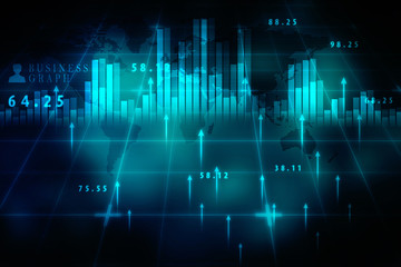 2d rendering Stock market online business concept. business Graph 