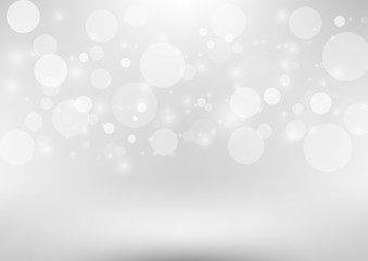 Bokeh white and grey color background. Blur bright abstract background. Vector. Illustration.