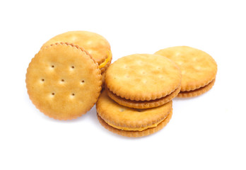 Sandwich cracker on white background