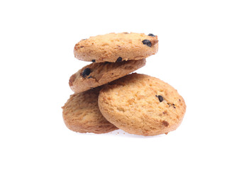 Fototapeta na wymiar Chocolate chip cookies isolated on white background. Sweet biscuits