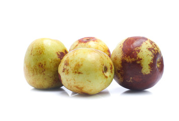 Jujube fruits close up on white