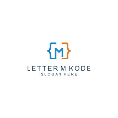 letter m code logo template icon design - vector