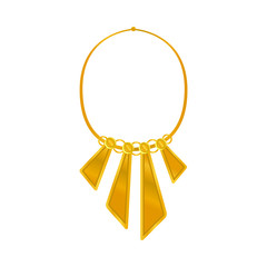 Gold necklace with plates. Vector illustration on white background.