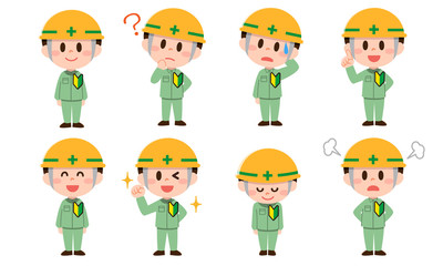 新人工事現場の作業員セット（男性）