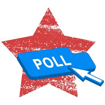Button Poll on star background . Voting, Freedom Democracy, Poll  concept. Vector image isolated on white background.