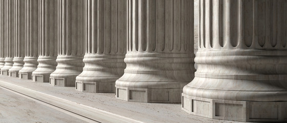 Classical building facade, stone marble columns. 3d illustration - obrazy, fototapety, plakaty