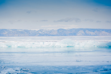 Fototapeta premium Beautidul winter on Baikal lake in Siberia Russia