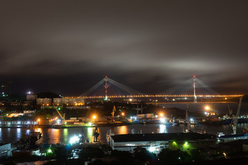 Fototapeta na wymiar Night landscape of Vladivostok city landscape.