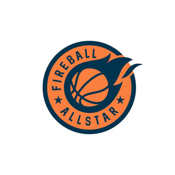 bedge fire basketball vector icon logo design