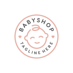 Cute little baby face for Baby Shop logo design
