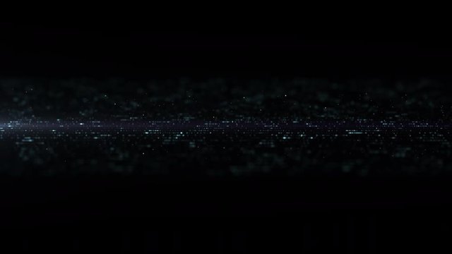 Digital abstract matrix particles grid in cyber space digital background environment