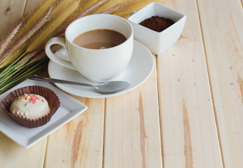 Coffee cup on the table in the morning