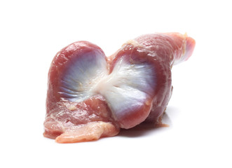 Raw Chicken gizzards on white background