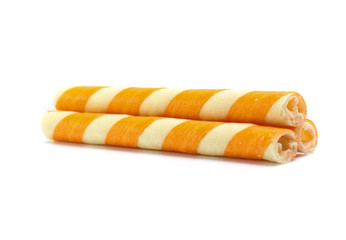 cream sticks isolated on white background