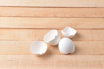 Eggshell on a wooden desk