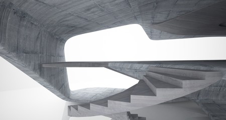 Abstract architectural smooth concrete interior of a minimalist house. 3D illustration and rendering.