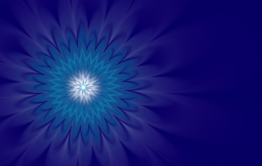 Abstract flower on blue background. Fractal art