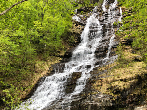Waterfall on the creek Ri di Cranz&uuml;nasc or Cranzunasc (The Bavona Valley or Valle Bavona, Val Bavona or Das Bavonatal), Cavergno - Canton of Ticino, Switzerland