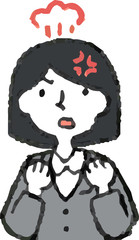 Illustration of a Business woman face and pose set 1