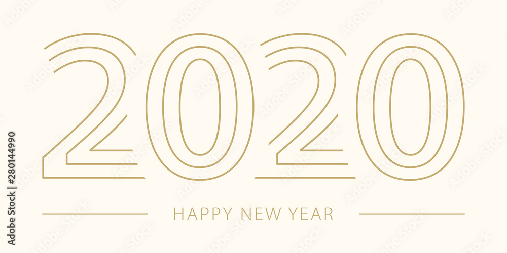 Poster 2020 happy new year. 2020 modern text vector luxury design gold color.