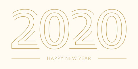 2020 Happy New Year. 2020 modern text vector luxury design gold color. - obrazy, fototapety, plakaty