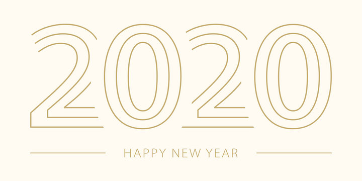 2020 Happy New Year. 2020 modern text vector luxury design gold color.