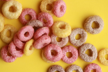 delicious colorful round breakfast cereals