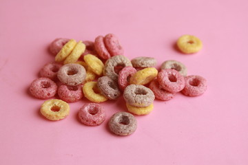delicious colorful round breakfast cereals