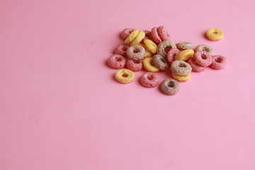 delicious colorful round breakfast cereals