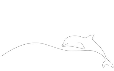 Fototapeta premium Dolphin jumping one line drawing vector illustration